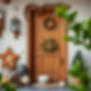 Rustic Seasonal Door Decoration Rustic wooden door decoration with seasonal elements