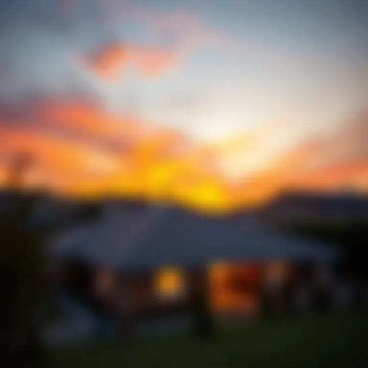 Joy of Positive Transformations A colorful sunset over a house, representing the warmth and joy of positive transformations.