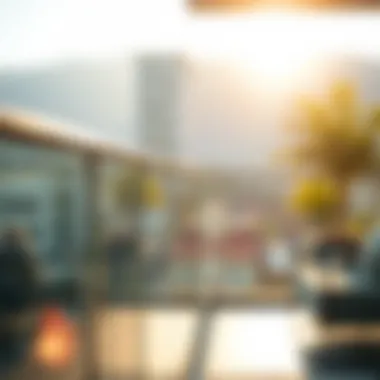 Sunlit Glass Balcony Close-up view of a glass balcony with sunlight