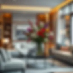 Elegant flower arrangement in a modern living room