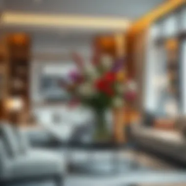 Elegant flower arrangement in a modern living room