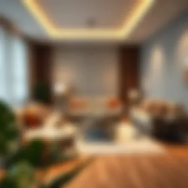 Trendy living room with stylish sofas