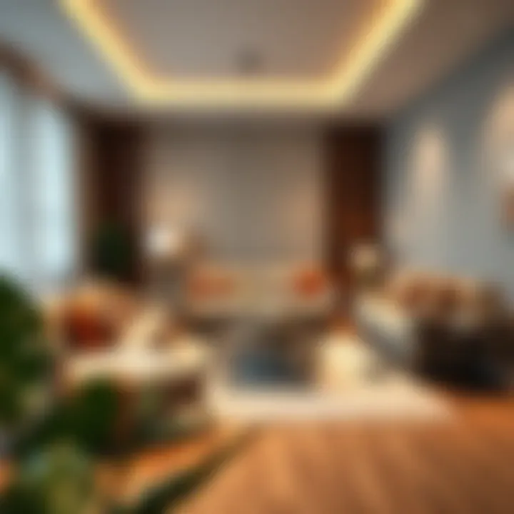 Trendy living room with stylish sofas