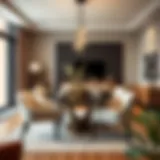 Elegant dining table arrangement with modern chairs in a stylish living room