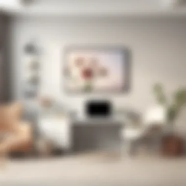 Calm Workspace Enhanced by Soft Floral Imagery A serene workspace adorned with soft floral photography