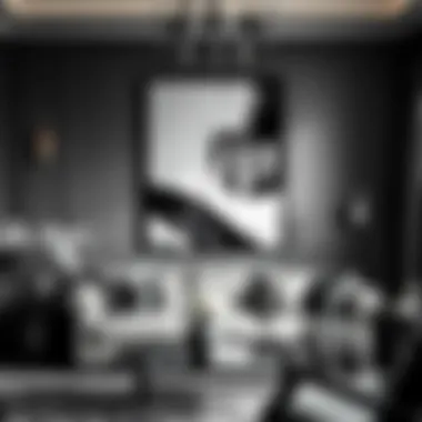 Artistic black and white wall art that enhances interior aesthetics