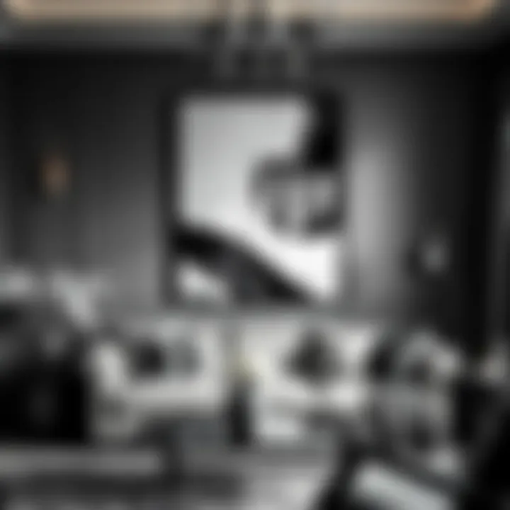 Artistic black and white wall art that enhances interior aesthetics