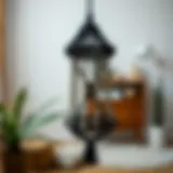 Artistic macrame design using black cord