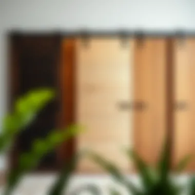 Different material options for sliding doors displayed together