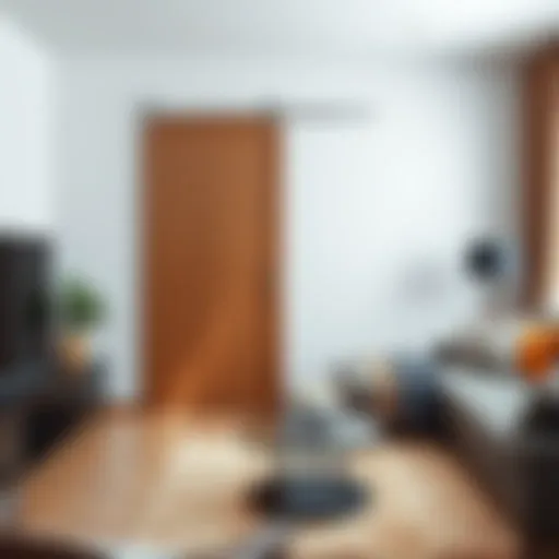 Sleek Sliding Door Design A sleek sliding door in a modern interior setting