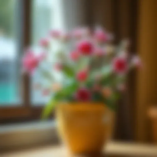 Delicate arrangement of vibrant small flowers in a decorative pot