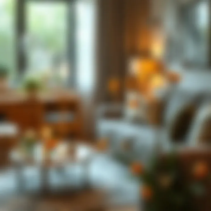 Tranquil living space adorned with small fresh flowers