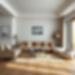Elegant minimalist small living room design with neutral colors