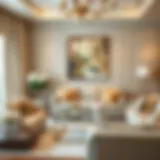 Elegant soft flower arrangement in a stylish living room