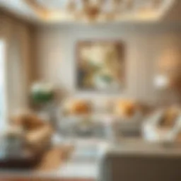 Elegant soft flower arrangement in a stylish living room