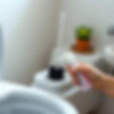 Sterilization of a toilet brush with a disinfectant