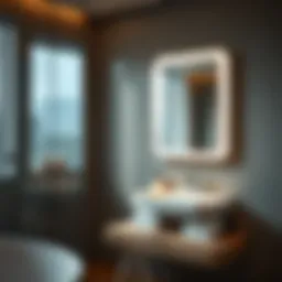 Sleek design of a sticky bathroom mirror enhancing modern decor