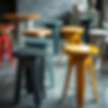 A range of metal stools showcasing various finishes