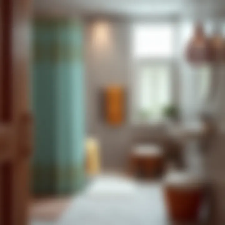 Stylish bathroom decor showcasing a chic shower curtain