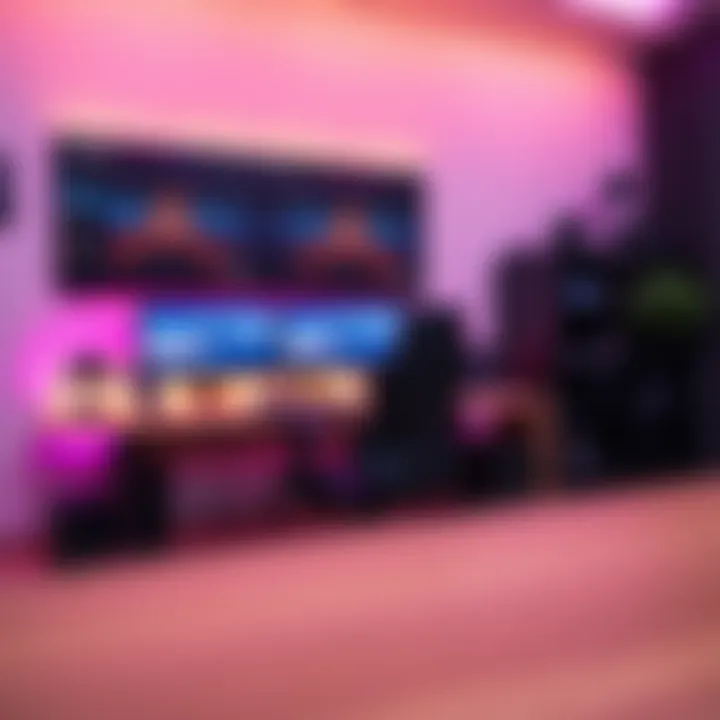 Aesthetics in Modern Gaming Desks Stylish gaming setup with ambient lighting