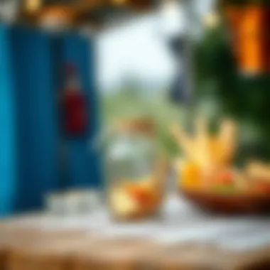 Stylish glass meal transport jar on a picnic table