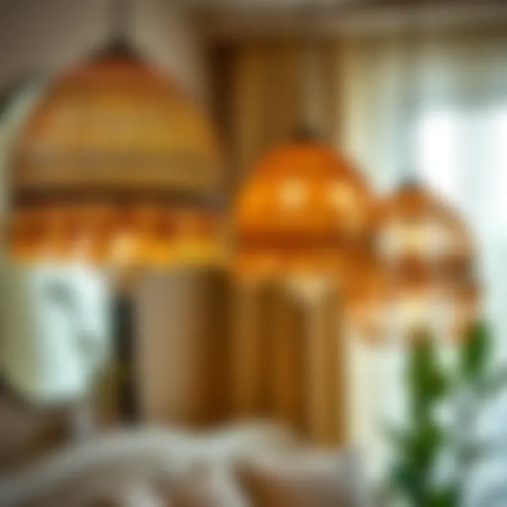 Stylish interior featuring decorative flower basket lamps