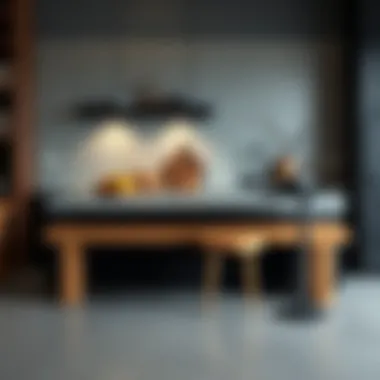 Stylish kitchen bench with unique materials and textures