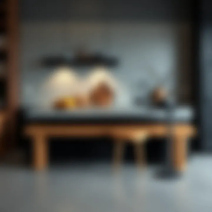 Stylish kitchen bench with unique materials and textures