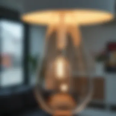 Close-up of a stylish LED lamp showcasing unique design features