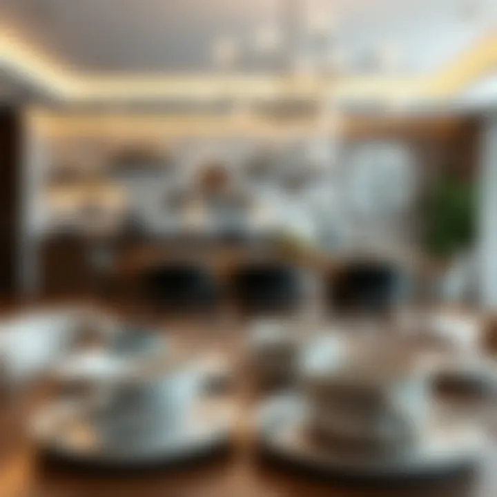 Stylish round dinnerware set complementing a modern dining room decor