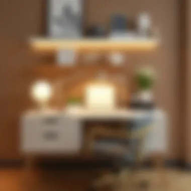 Organized Elegance: A Stylish Design Desk Stylish design desk with organizational features and decor elements