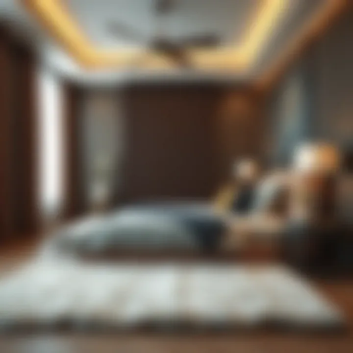 Faux fur rug enhancing the elegance of a stylish bedroom