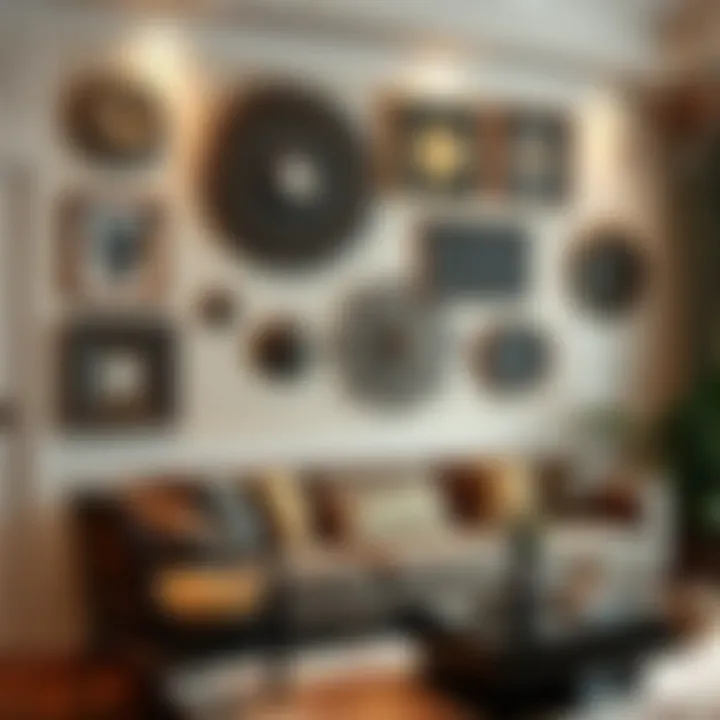 A collection of intricate wall art pieces enhancing the ambiance