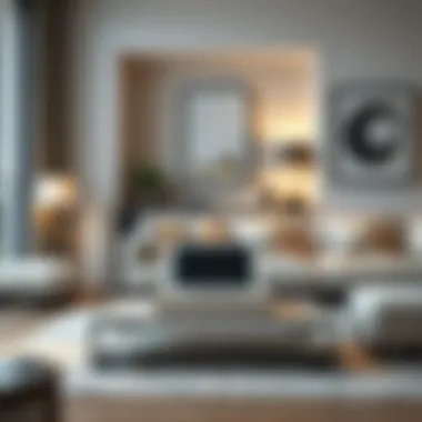 Elegant tablet stand in a modern living room setting