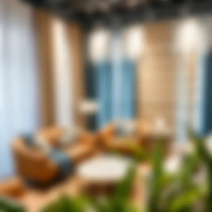 Chic Showroom Display of Diverse Curtain Styles Diverse curtain styles displayed in a chic showroom