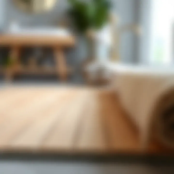Natural Wood Grain Detail of Bath Mat Close-up of natural wood grain on a bath mat