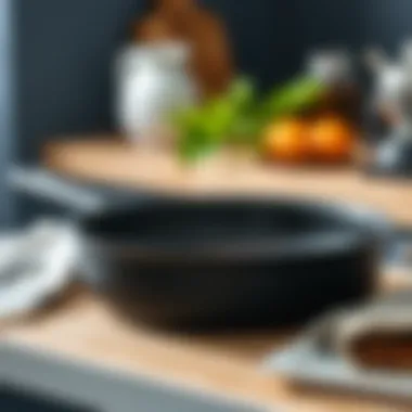 A close-up view of a Teflon pan showcasing its non-stick surface