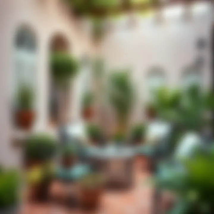Charming Terrace with Decorative Plants Charming terrace with decorative plants and furniture