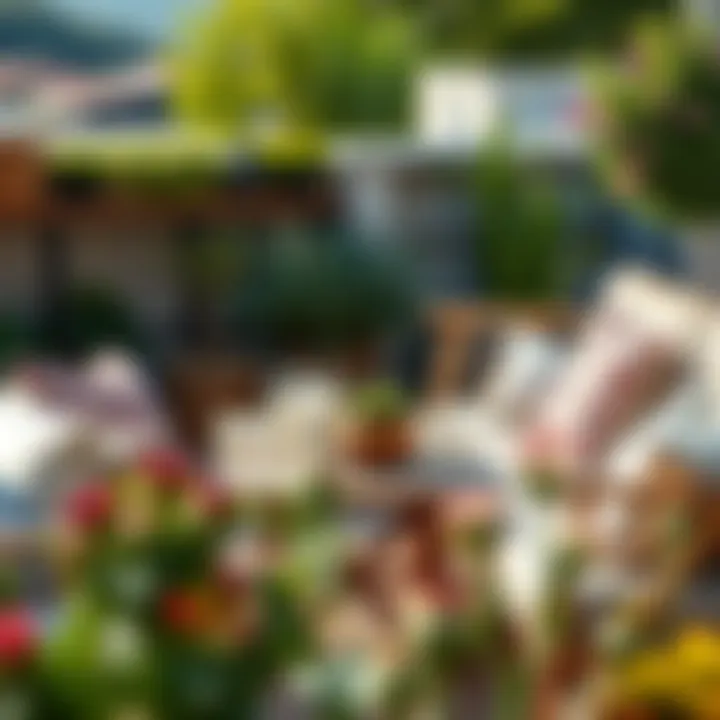 Cozy Terrace Setup with Cushions Cozy terrace setup with cushions and a wooden table