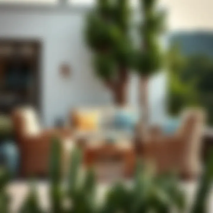 Stylish Wicker Furniture on Terrace Stylish wicker furniture arranged on a terrace