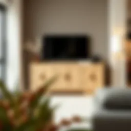 Elegant three-door console in modern living room setting