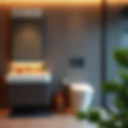 Sleek modern toilet trash can set