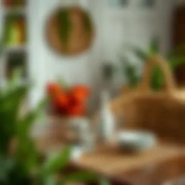 Trendy Wicker Serving Set in Home Decor Trendy home decor featuring a wicker serving set