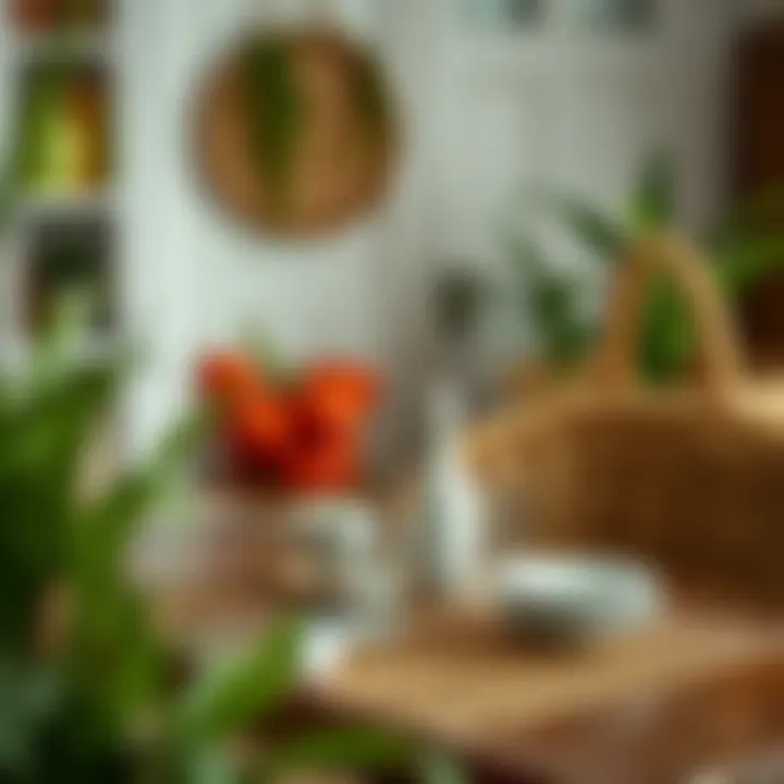 Trendy Wicker Serving Set in Home Decor Trendy home decor featuring a wicker serving set