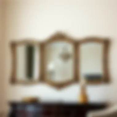 An elegant triple wall mirror framed in vintage style