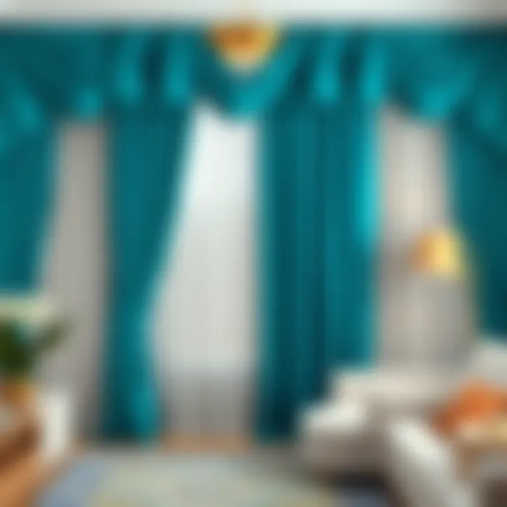 Elegant turquoise drapes enhancing interior decor