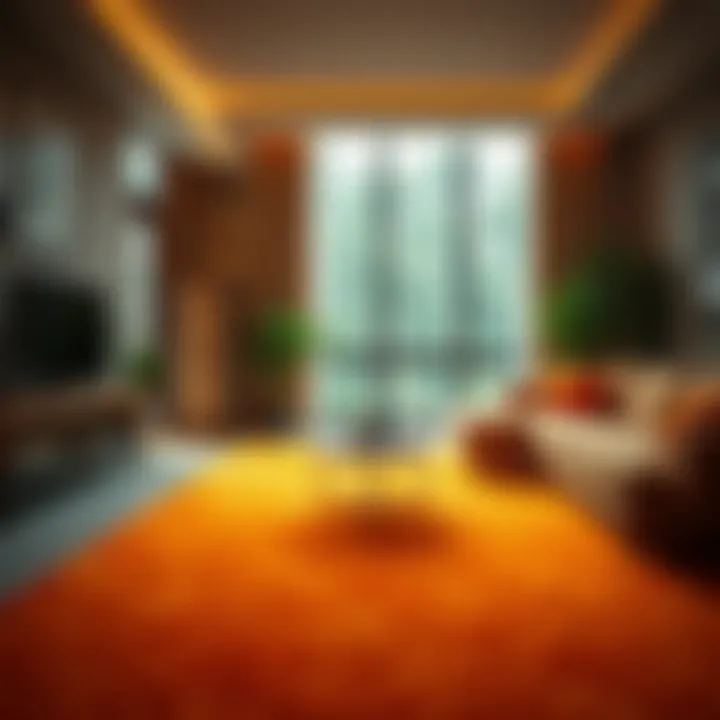 Stylish interior featuring an orange patterned carpet