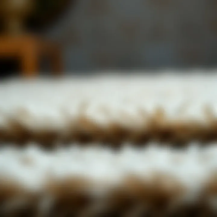 Close-up of fiber material used in a non-shedding rug