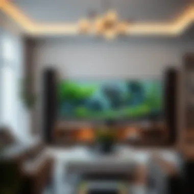 Elegant TV stand aquarium showcasing a modern living room