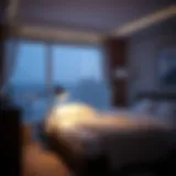 A serene bedroom ambiance highlighted by a calming night lamp